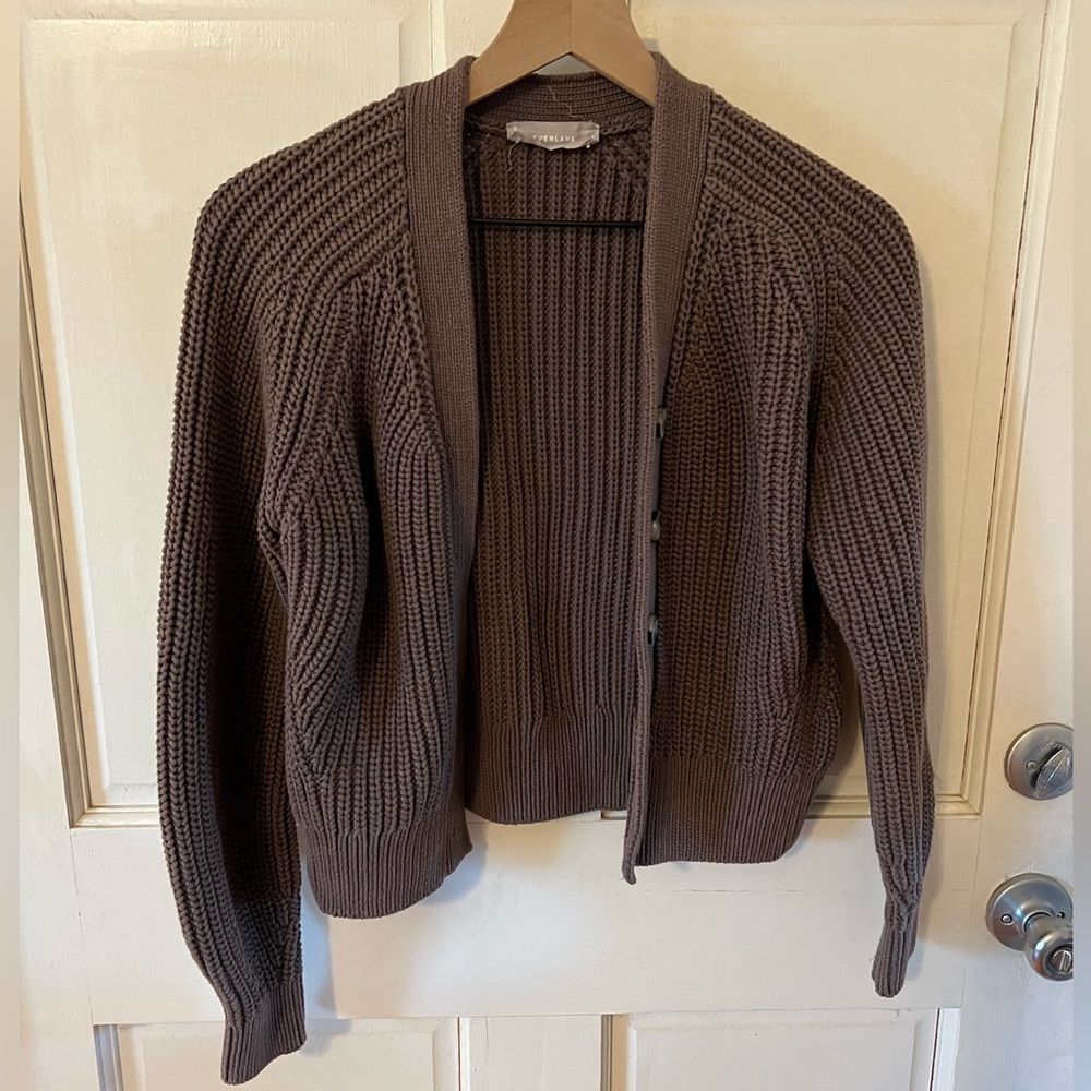 Everlane Textured Cotton Cropped Cardigan